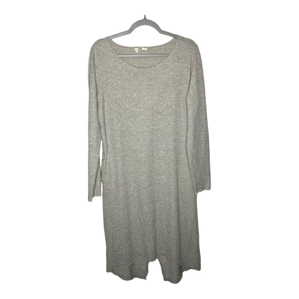 Moth Anthropologie Sweater Dress Medium Gray Midi Knit Lagenlook Asymmetric Hem